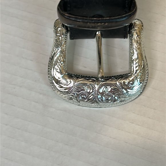 Vintage Tony Lama Black Leather Belt with Silver Accents Size 30, 1 1/2” wide - Picture 2 of 15